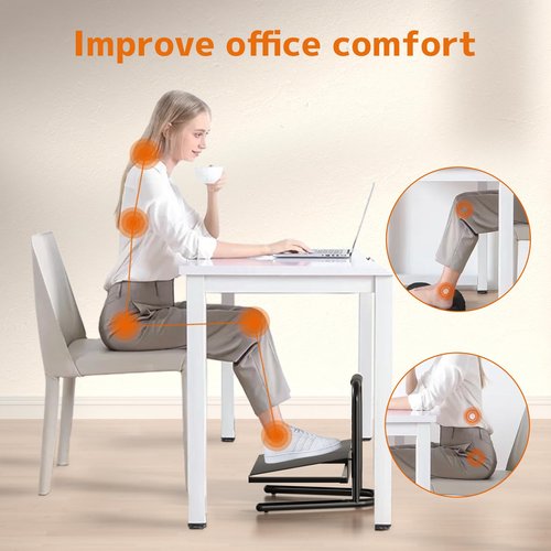 WORLDLIFT Height Adjustable Standing Foot Rest with Soft Grip Handle,Under Desk Footrest for Standing and Sitting,All-Steel Construction,Black