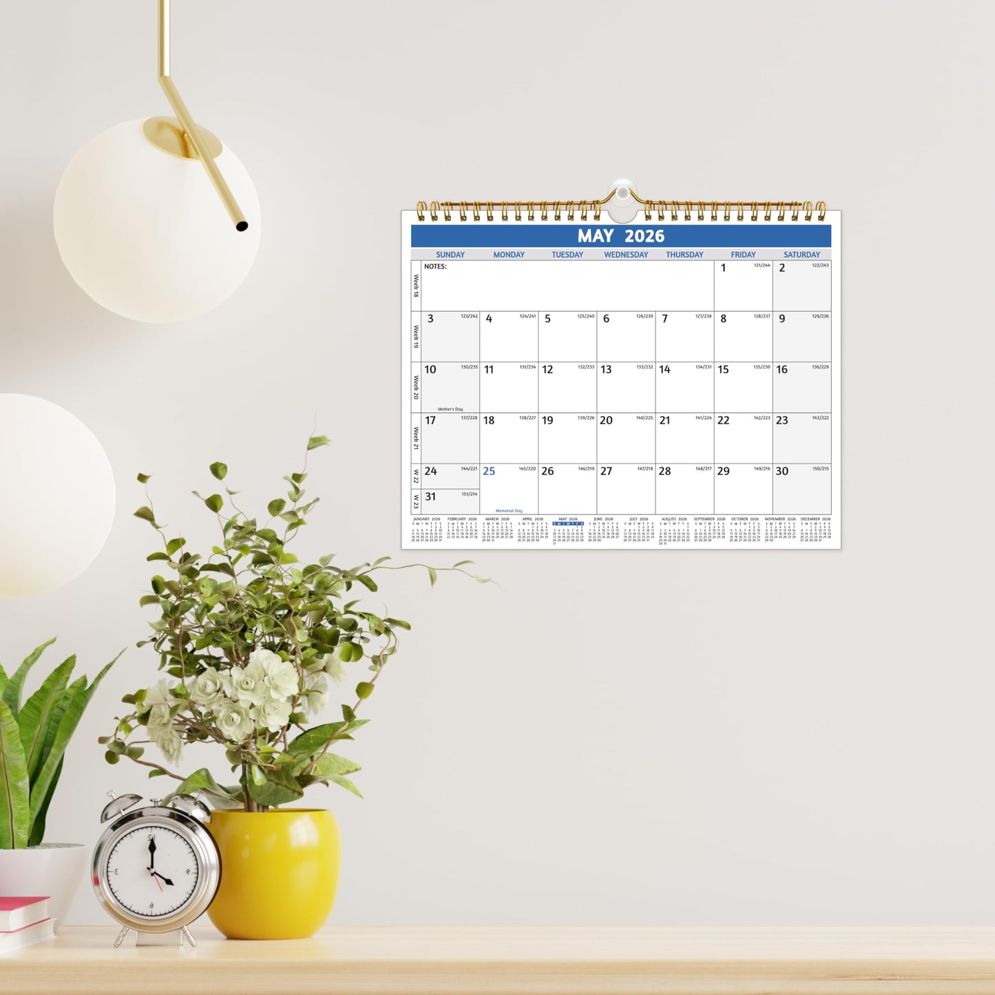 Wall Calendar 2026-2027 – Run Now to Jun 2027, 18 Monthly Calendar 2026-2027, 11 x 8.5 In, Small Monthly Calendar Wall, with Thick Paper, Holidays, Julian Dates ＆ Notes, Colorful Design