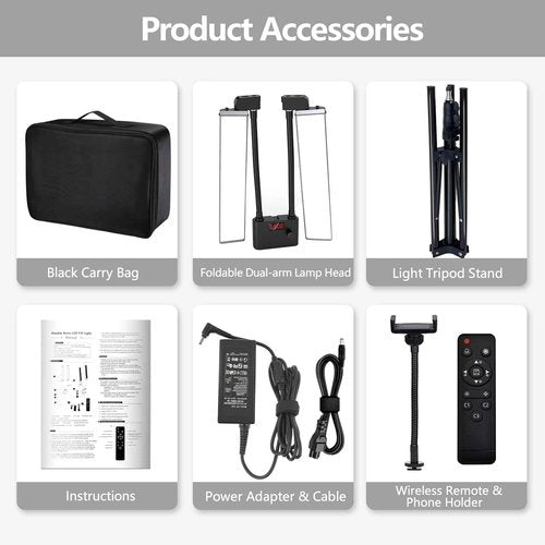BeeMingle Selfie Light with 75'' Tripod Stand, Dimmable 3 Color LED Dual Arms Ring Light with Phone Holder & Carry Bag for Lash Tattoo Video Photography 45W 95CRI Tripod Floor Lamp