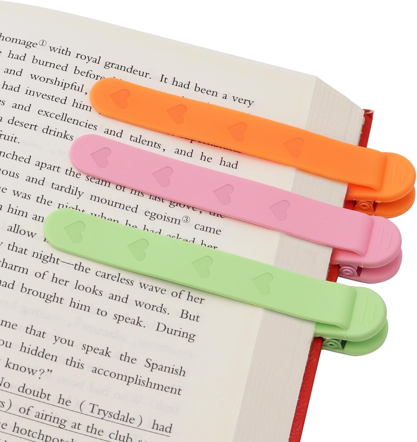 SMUK Heart Bookmarks - 3Pcs Automatic Silicone Page Markers for Book Lovers | Cute Reading Gifts