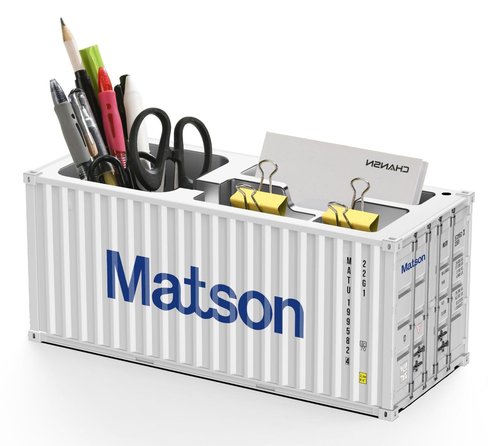Yixoo Desk Organizer, Pen Pencil Holder, Business Name Cards Holder, Shipping Container Model Storage Box, Secret Storage Box with Multiple Compartments Office Supplies Multi-function (Matson)