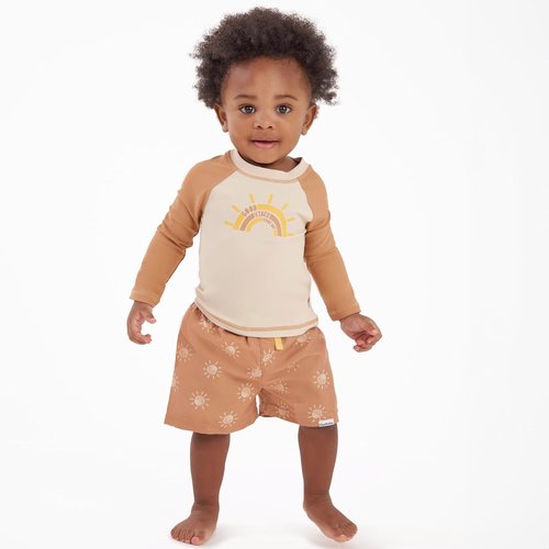 Gerber Toddler Long Sleeve Rashguard Swim Set - UV Protection & Comfort | Ideal for Beach Days