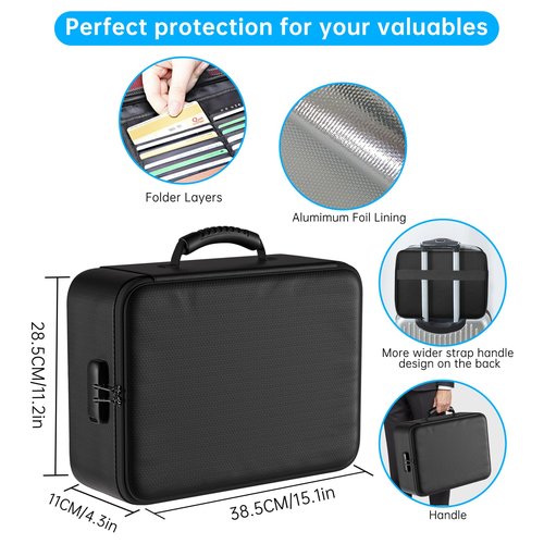 ENGPOW 5200°F Fireproof Document Bag with Lock,Upgraded Heat Insulated Fireproof＆Waterproof Box 8 Layers File Organizer,Portable Home Travel Safe Storage for Important Documents,Passports,Laptop