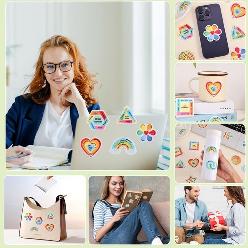 72Pcs Calm Stickers for Anxiety Sensory Textured Sensory Stickers Anti Stress Anxiety Relief Items Boho Calm Sticker Bulk Waterproof Fidget Adults Classroom Teacher Supplies