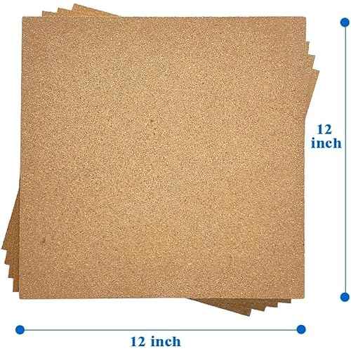 Corksidol Cork Tiles 12"x12" - 1/2" Thick -Bulletin Board-Cork Board- Ultra Strong Self Adhesive Backing for Floor/Wall/DIY-10 Pack