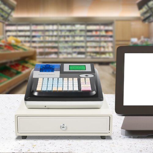 Electronic Cash Register, High-Speed Thermal Print Head, 4 Compartments with Clamps and 5 Coin Compartments for Barcode Scanners, Small Ticket Printers, Pcs (Black)