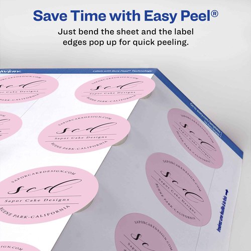 Avery Matte White Round Labels, Sure Feed Technology, 2" Diameter, 1,200 Matte White Printable Labels