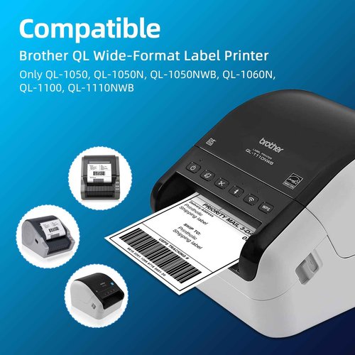 Printholic 12 Rolls Die Cut Large Shipping Labels, 4.07' x 6.4', 180 Labels/Roll, Compatible with Brother QL Label Printers (QL-1050, QL-1060N, QL-1100), Replacement for Brother DK-1247
