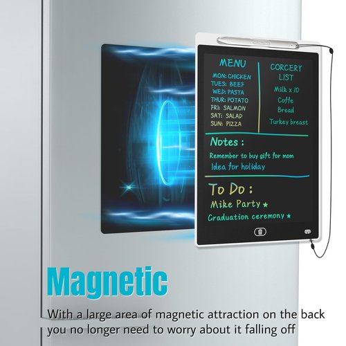 Magnetic Board for Fridge, 9.8”×6.7” Small LCD Writing Tablet Blackboard Grocery to Do List Magnet Pad Dry Erase White Black Whiteboard Adult Chore Chart Refrigerator Digital Notepad Message Center