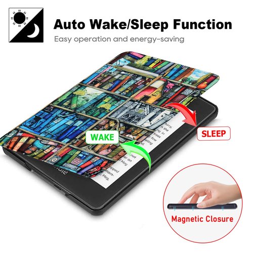 SCSVPN Case for 7 inch Kindle Paperwhite 12th Generation & Signature Edition & Kindle Colorsoft (2024 Release) - PU Leather Hard Back Double-Sided Magnetic Cover with Auto Wake/Sleep and Hand Strap