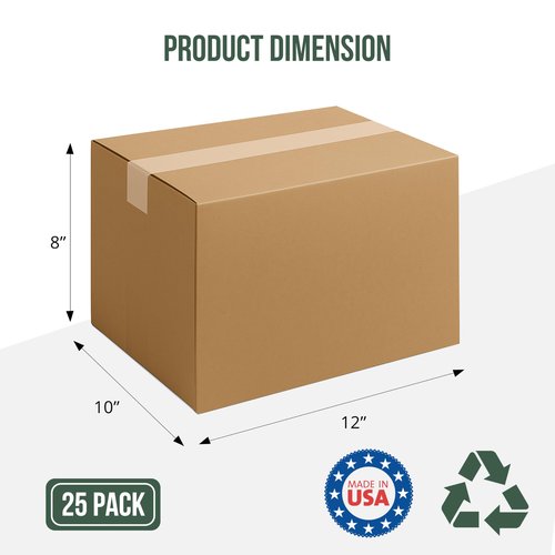 12x10x8 Shipping Boxes Small Moving Boxes, 25 Packs Cardboard Box Corrugated Boxes Shipping Box Moving Box for Business Packaging Box