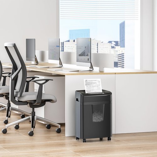 Bonsaii 12-Sheet Micro-Cut Paper Shredders for Home Office, Heavy Duty Document Shredder with 5.5 Gallon Pullout Bin for CD/Credit Card/Staple, 30 Mins Continuous Run Time, P-4 High Security, C282-B