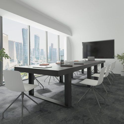 ECACAD 7FT Conference Table - Modern Rectangular Meeting Table for 6-8 People | Black & Deep Brown (86.8”L x 47.2”W x 29.4”H)