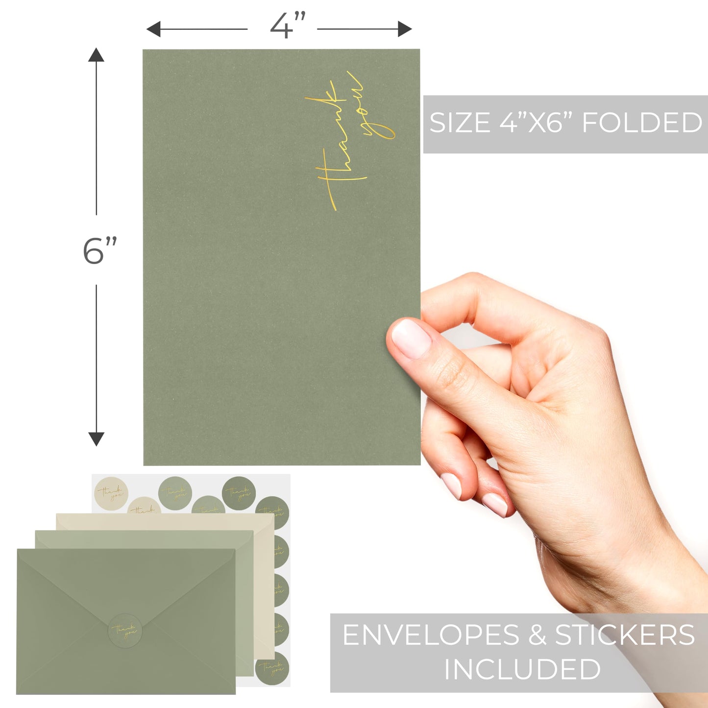 Beautiful Thank You Cards Set of 30 With Envelopes and Stickers - Elegant Blank Cards For Personalized Notes - Perfect Bulk Stationary Set For All Occasions incl. Weddings, Business & Baby Showers