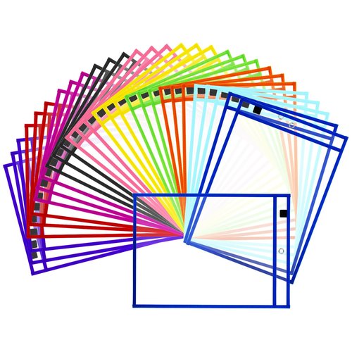 EEHZTSI 30 Pack Dry Erase Pocket Sleeves, Reusable Clear Plastic Classroom Sleeves, 10x14 Inch Ticket Holders