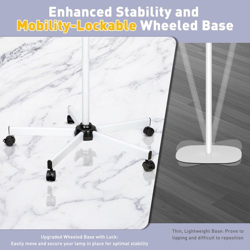 10X Magnifying Glass with Light and Stand, 2200 Lumens Dimmable Magnifying Floor Lamp, 2-in-1 Lighted Magnifier with 5 Wheels Rolling Base, Mag Lamp for Estheticians, Crafts, Reading, Facial