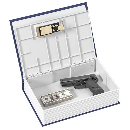 Money Saving Box for Adults, Book Piggy Bank with Security Combination Lock, Dictionary Secret Safe Can 9.45 * 6.1 * 2.24IN Combination Metal Safe Lock Box(Blue)