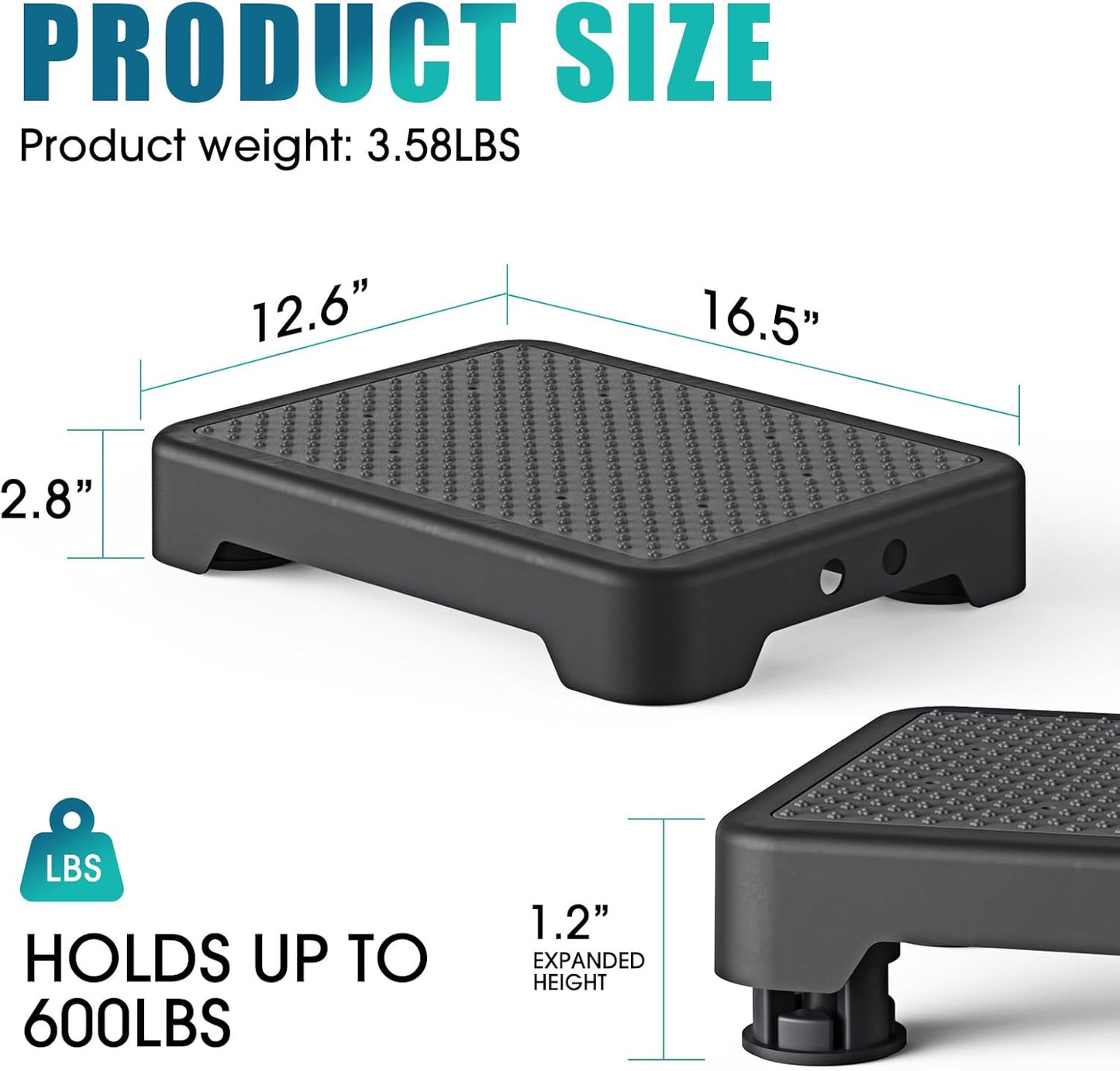 SPACELEAD Step Stool for Adults & Seniors - Portable Anti-Slip Stair Assist, 600lbs Capacity, Black