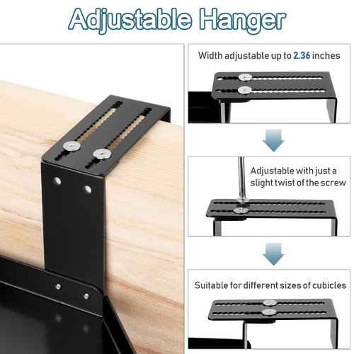 Olpchee Office Cubicle Shelf Cubicle Storage Organizer Cubicle Accessories Height Adjustable Cubicle Corner Shelf with Adjustable Hooks