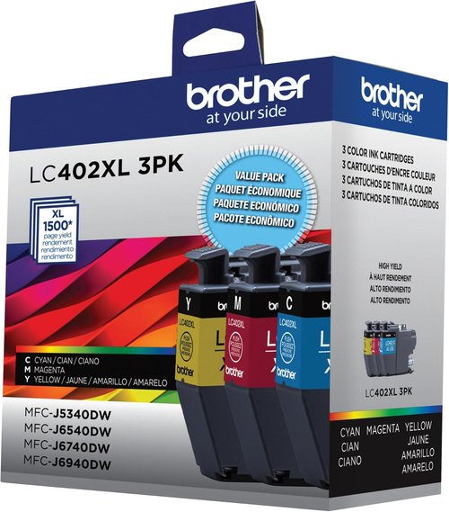 Brother Genuine LC402XL Ink Cartridges - High Yield Cyan, Magenta & Yellow | 3-Pack