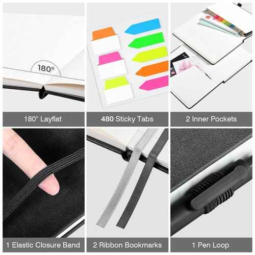 12 Pack Journal Notebooks for Work with 6 Pens, A5 Hardcover Notebook，Business Notebooks Bulk, College Ruled Notebook for Men, Leather Journal for Writing, 160 Pages, 100GSM Thick Paper (5.7" x 8.3")