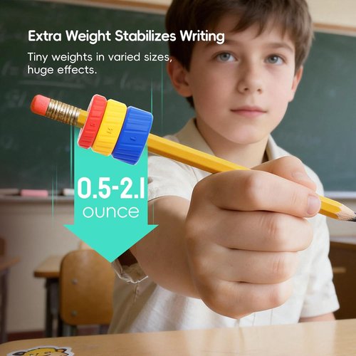 Skiennix Adjustable Pencil Weights - Textured Silicone Handwriting Aid for Kids & Adults | 9-Pack, 0.5-2.1oz