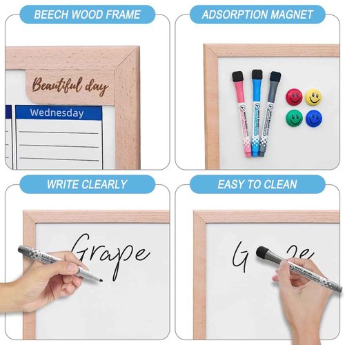 RXMC RUIXUANBOAD Desktop whiteboard 17.9x12.6 inch Magnetic Double-Sided Desktop Dry Erase Board Writing Board, Suitable for Home Office Teaching, Equipped with 3 Marker pens and 4 Magnets