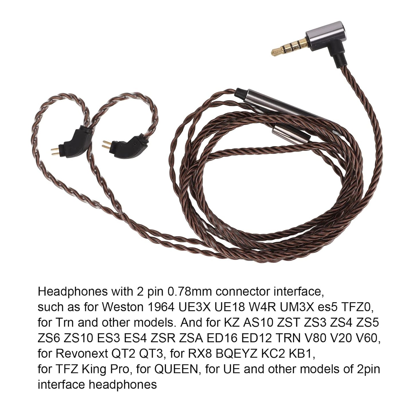 Ue3X Ue18 W4R 0.78Mm 2 Pin IEM Cable - High-Quality 3.5Mm Audio Cable for Headphones
