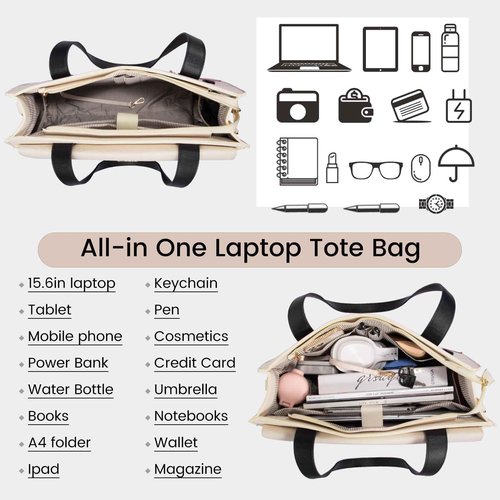 LOVEVOOK Laptop Bag for Women 17.3 Inch Laptop Tote Work Bags Professional Leather Computer Briefcase Waterproof Handbag Shoulder Large Capacity Business Teacher Office Crossbody Purse