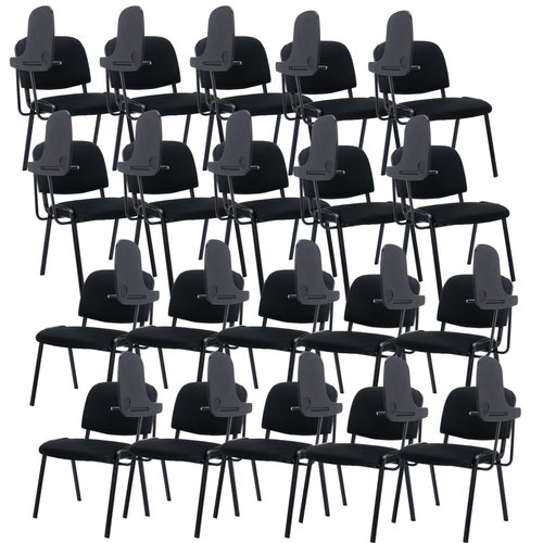 Mesh Stackable Chairs Set of 20 with Tablet Arm, Black Classroom Chair for Student, Office Waiting Room Chairs for Conference Room, Training, Meeting & Reception, Church