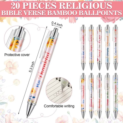 Dispowreath 80 Pcs Christmas Christian Gifts for Women Scripture Bulk Pens Bible Verse Notebooks Religious Christian Keychains Organza Bags Religious Inspirational Gifts for Women School Office Church