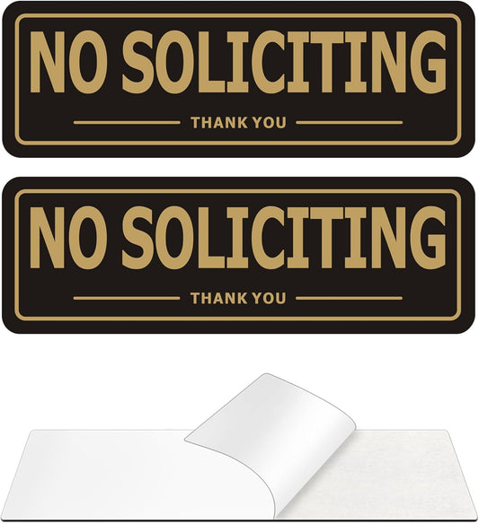 Skiennix No Soliciting Sign - Durable Aluminum Metal | Self-Adhesive 2-Pack for Home & Office