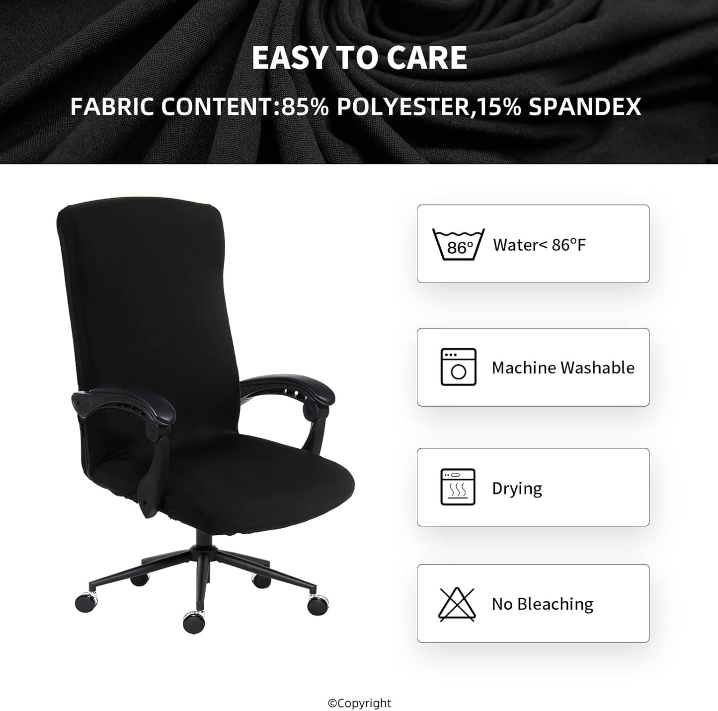 Skiennix Elastic Computer Chair Cover - Durable Zipper, Washable & Protective | Universal Fit for Pets
