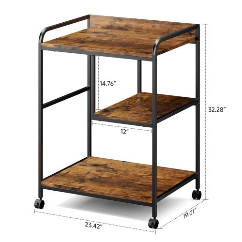 Warmiehomy Printer Table with Storage Large Printer Stand with Wheels for Home Office, PC Tower Stand, Host Computer Cart, Shelf for Desktop CPU Shredder - Rustic Brown