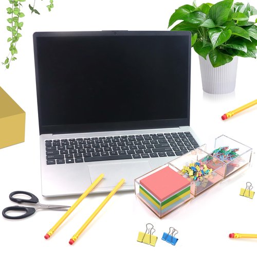 2 Packs Acrylic Sticky Note Holder 3 in 1 Clear Self-Stick Note Pad Holder Memo Dispenser for for Classroom and Office Desk Organizer