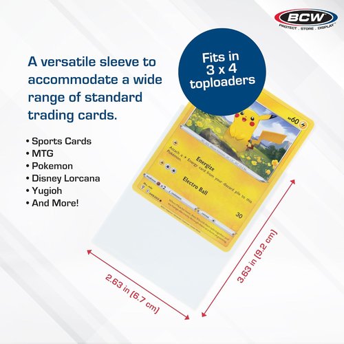BCW Standard Card Sleeves - Crystal Clear, Acid-Free Protection - 2-5/8" x 3-5/8" | 100 Packs (10,000ct Total)