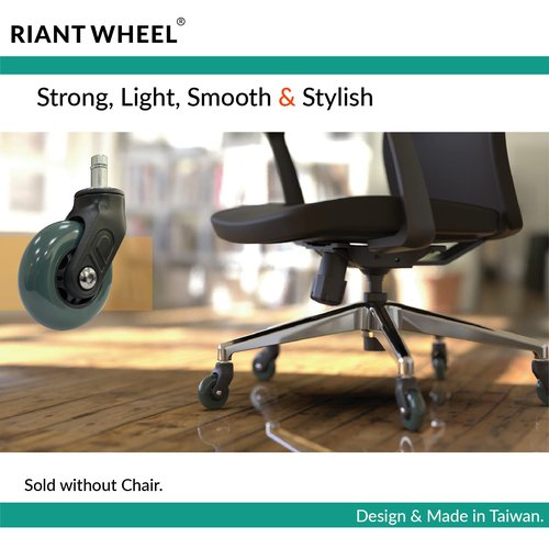 Riantwheel, Office Chair Wheels Replacement Rubber Chair casters for Hardwood Floors and Carpet, Set of 5, Office Chair casters (Green)