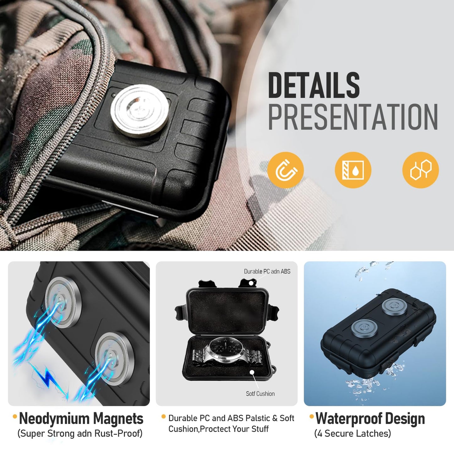 (Upgraded)2PCS Magnetic Key Holder Under car,Hide A Key Under Car,Magnetic Key Box,Waterproof IPX7 Hider Outdoor