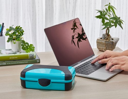 It's Academic Pencil Case, Hard Pencil Box Holder for Kids, Durable Plastic with Latch, for Pencils, Pens, Markers, Crayons, Blue & Black