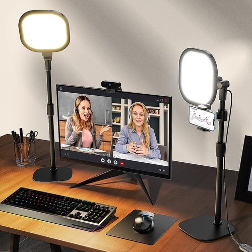 LitONES Desktop Video Conference Lighting - Adjustable Brightness & Color Temp | 2Pcs for Zoom Meetings & Work from Home