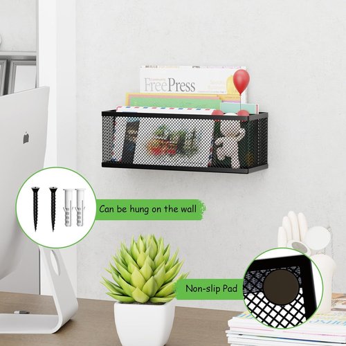 Regine Switzerland Mail Organizer - Stylish 2-Slot Countertop & Wall-Mounted Design | Black