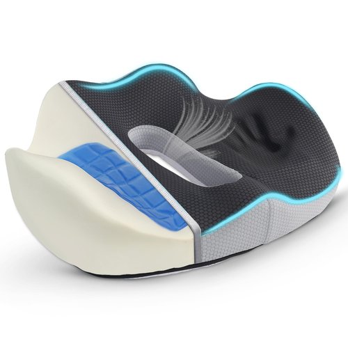 Orthopedic Gel Memory Foam Seat Cushion with Cooling Gel - Medium Size - Ergonomic Tailbone Relief for Coccyx, Sciatica, Lower Back – Non‑Slip Office Chair/Gaming Seat Pillow