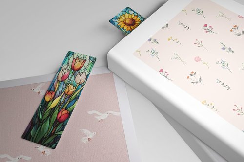 TwoDays 10Pcs Stained Glass Art Flower Bookmark for Reading Women, Cute Floral Bookish Gifts for Book Lovers Booktok, Fancy Book Accessories (6'' X 2'')