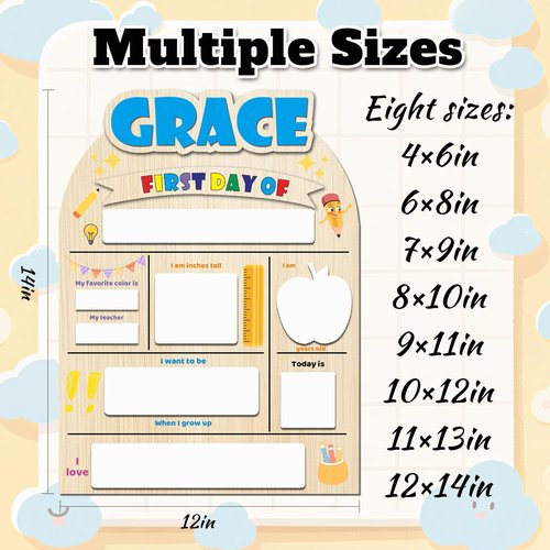 Personalized First and Last Day of School Board, Custom Name First Day of School Sign, Last Day of School Sign, Back to School, Signs for Kindergarten & Pre-K (Style 1)