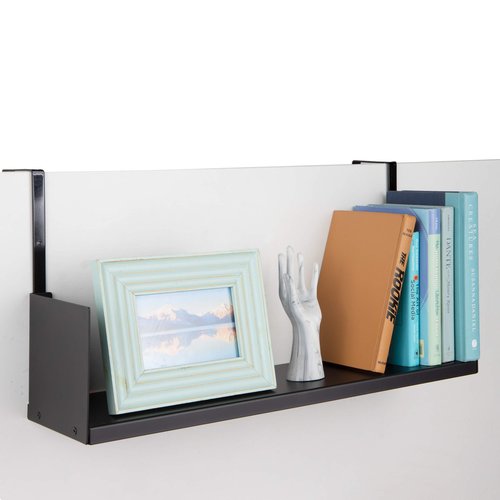 Wallniture Libro Cubicle Shelf 24" Cube Storage Organizer Bookshelf with Cubicle Hooks, Home Office Desk Organizer (Black)