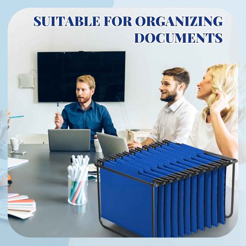 Henoyso 10 Pcs Dark Blue Hanging Classification Folders with Prongs, 1 Divider Letter Size, 1/3-cut with Built-in Hangers for Standard Medical Files, Law Client Files, Office Reports