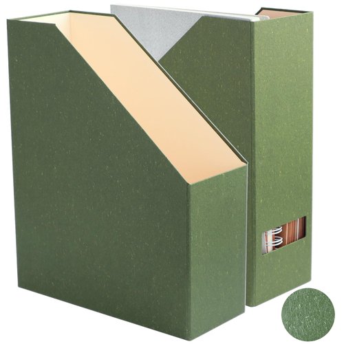LifeSto Magazine Holder - File Holder and Desk Organizer, Paperboard Book Organizer and Storage Box for Documents, Magazine Holder Rack for Classroom, Home, and Office (Leaf Green, 2-Pack)