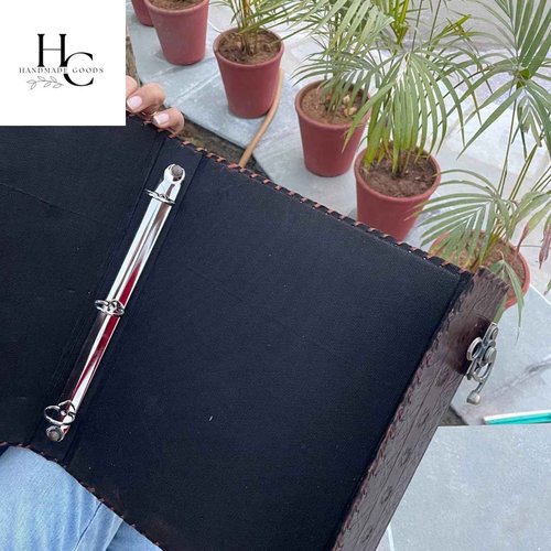 Personalized Leather Ring Binder, Portfolio for Men, 3 inch Large 3 Ring Leather Binder, Customized Tree of Life,Folder Organizer Brown (Brown, No Engraving)