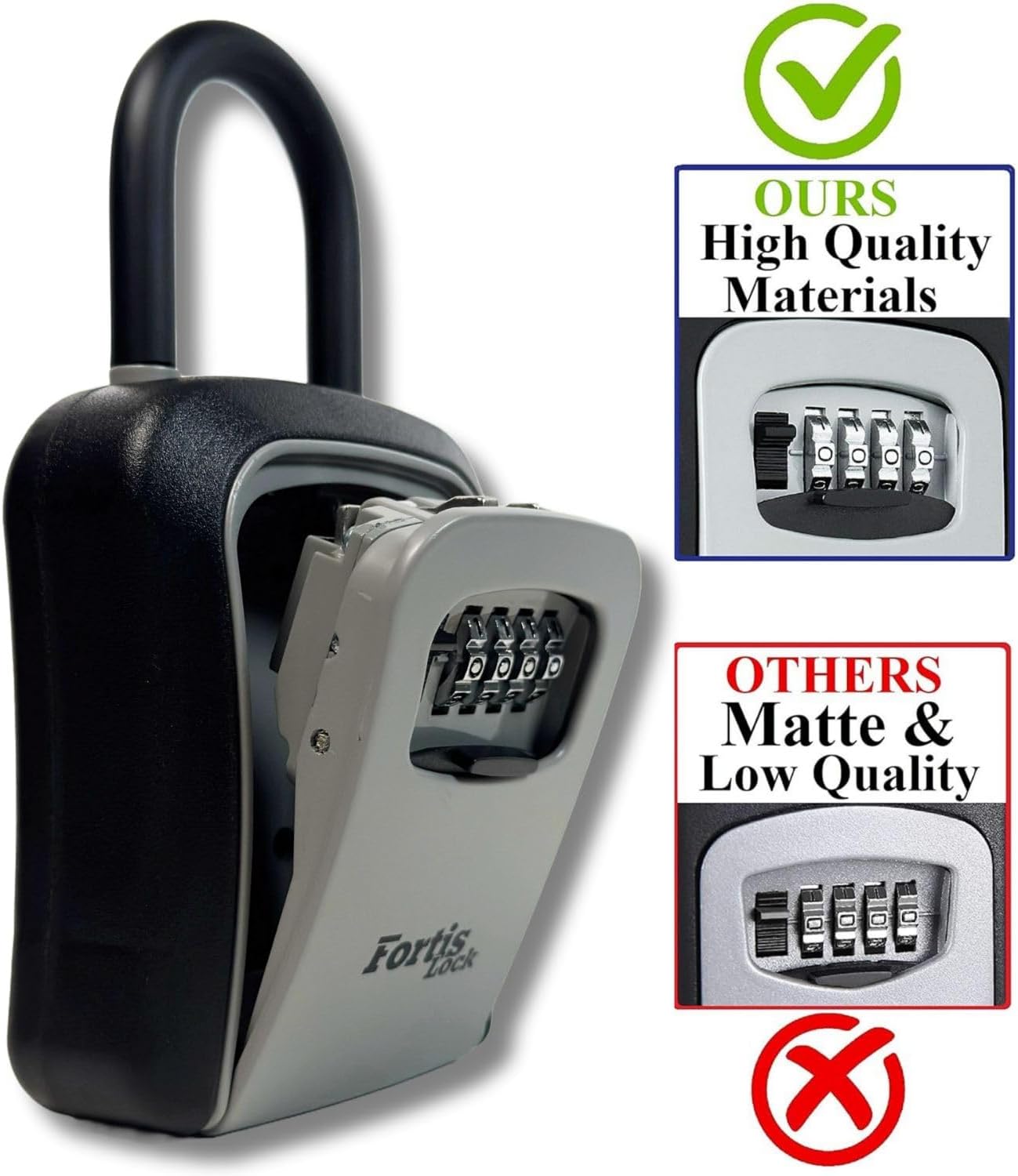 Skiennix Portable Key Lock Box - Weather-Resistant 4-Digit Combination Safe for Outdoor Use - Gray