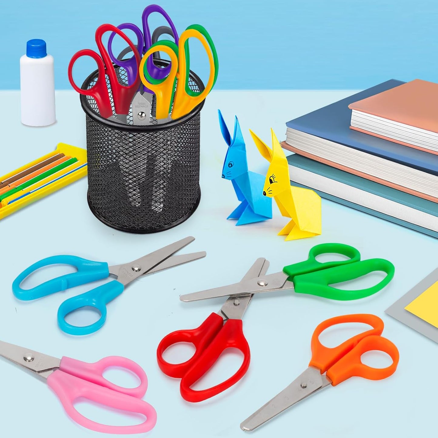 Toidgy 50 Pack Kids Scissors - 5 Inch Blunt Tip Safety Scissors for School & Crafts